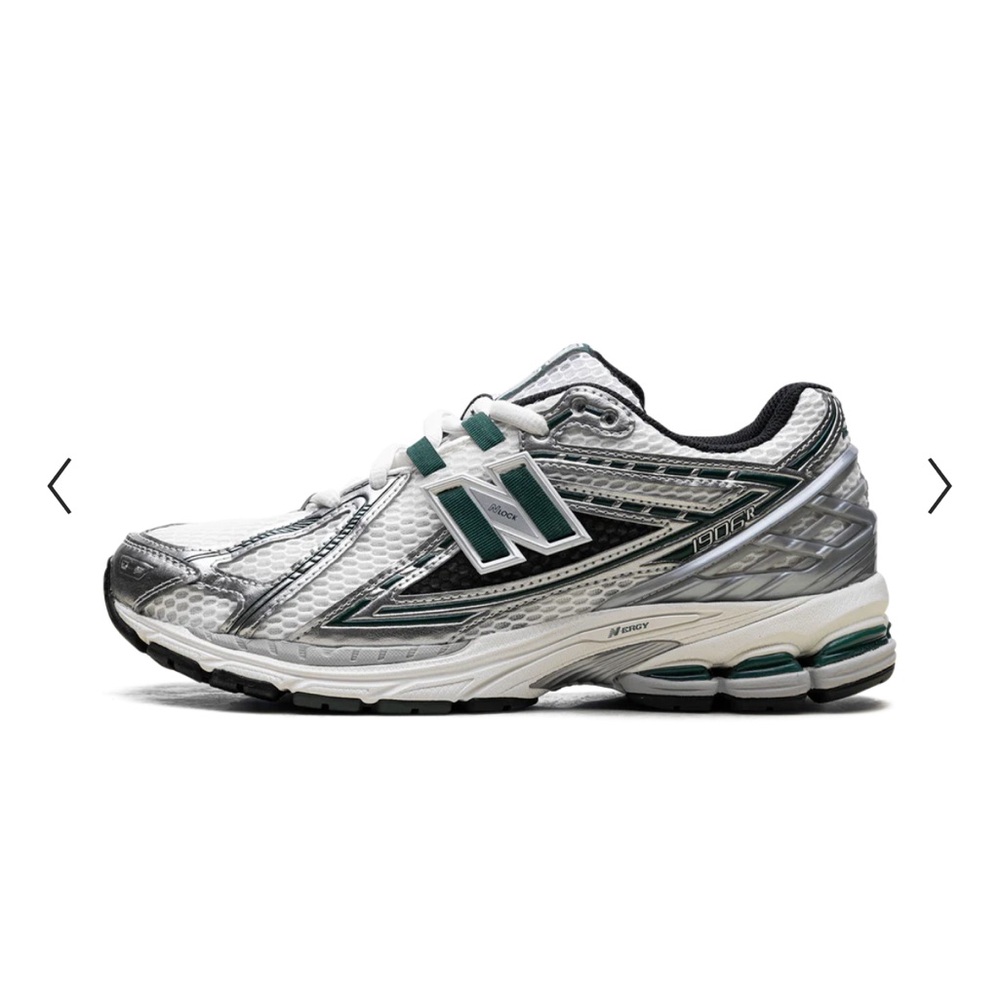 New Balance 1906 White and Dark Green Sneakers